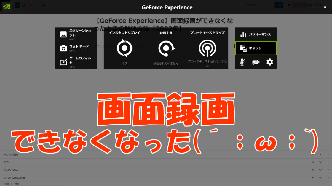 Geforce Experience 画面録画ができなくなったときの解決方法 22年 ベイクリスタル